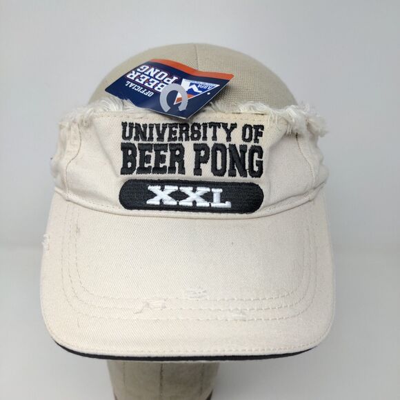 University of Beer Pong Men's Sun Visor Hat Cap Tan W/Tags Embroidered Logo - Picture 3 of 16
